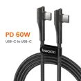 thumbnail image 3 of Cable de datos Toocki de doble codo de 90 grados PD 100 W, tipo C a tipo C, cable de carga rápida para iPhone 15, Samsung, Huawei y Xiaomi, 3 of 5