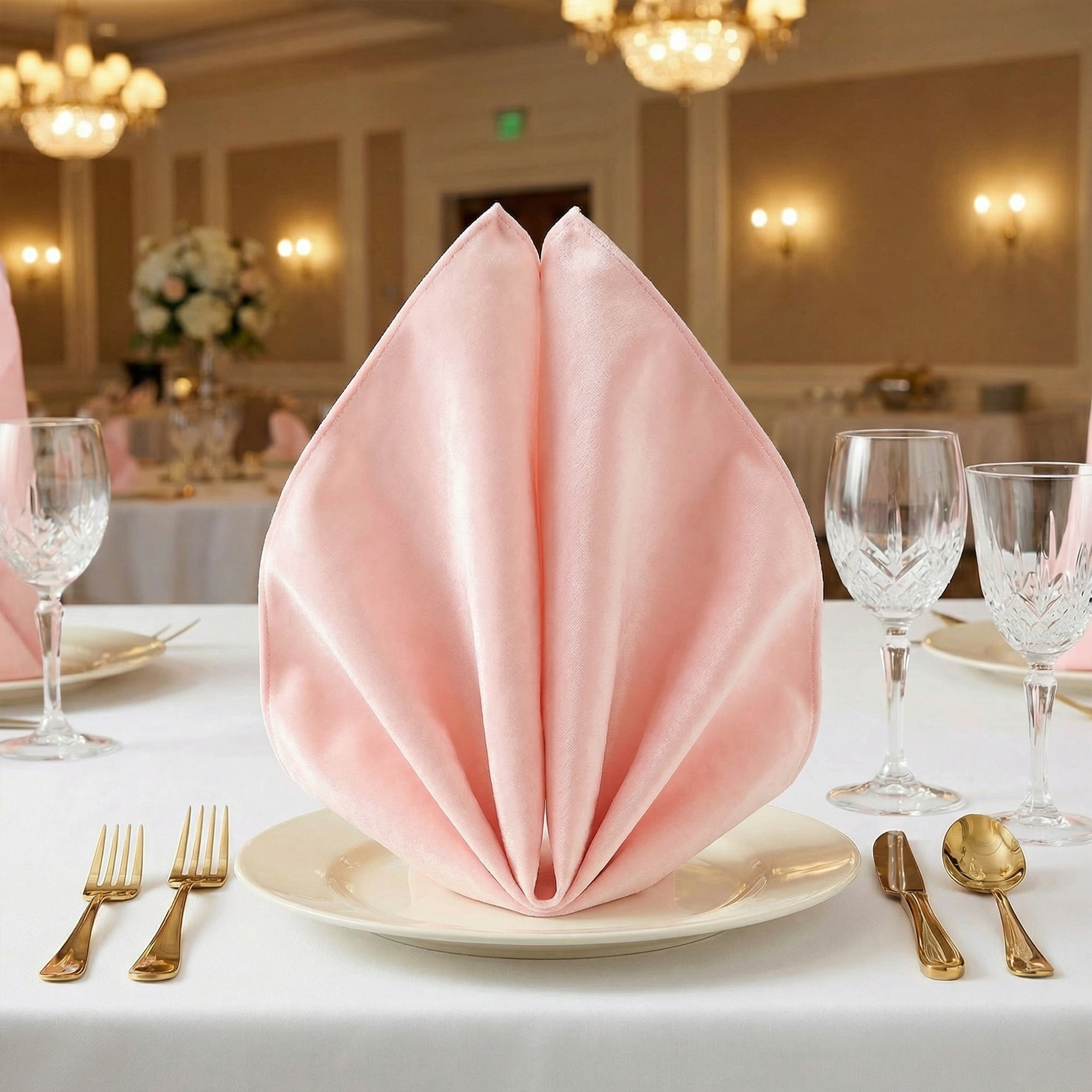 Unique Bargains 12 Pack Soft Durable Velvet Cloth Napkins for Parties Pink 18"x18"