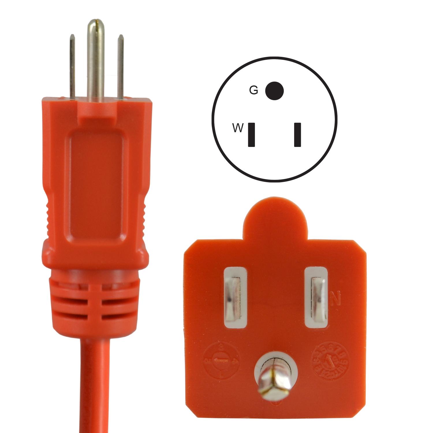 Conntek ISI 16/3 Gauge 50 ft Orange 1 Heavy Duty 3 Prong Extension Cord