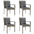 thumbnail image 2 of vidaXL 5 Piece Garden Dining Set with Cushions Black and Grey Poly Rattan, 2 of 5