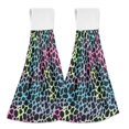 thumbnail image 2 of Colorful Leopard Pattern Hand Towels 2 Pack Quick Dry Velvet Soft with Velcro Kitchen Bath 14x18in, 2 of 7