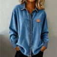 thumbnail image 2 of MEICHEN Women's Button Down Shirts Flannel Casual Button Up Denim Patchwork Shirt Long Sleeve Turndown Collar Distressed Loose Blouse Blouses for Women, 2 of 6