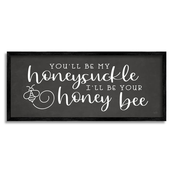 Stupell Industries Romantic Honey Bee Insect Calligraphy Couples Sign Graphic Art Black Framed Art Print Wall Art, Design by Lux   Me Designs
