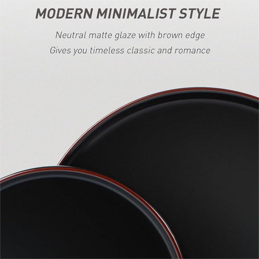 RichMount Mercury Stoneware Dinnerware Set, 12-Piece, Matte Black
