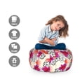 thumbnail image 2 of Aloha Storage Toy Bag Chair, Pattern with Colored and Monochrome Flowers Paradise Island Rainforest Leaves, Stuffed Animal Organizer Washable Bag, Small Size, Multicolor, by Ambesonne, 2 of 3