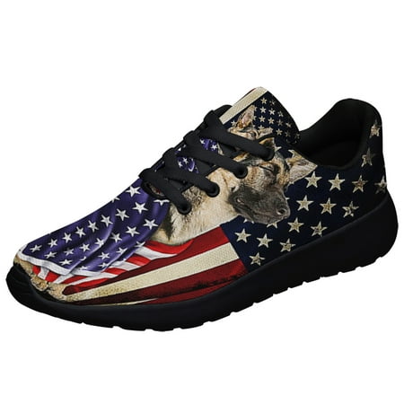 

German Shepherd American flag Patriot Shoes Sneakers Black Size 4.5