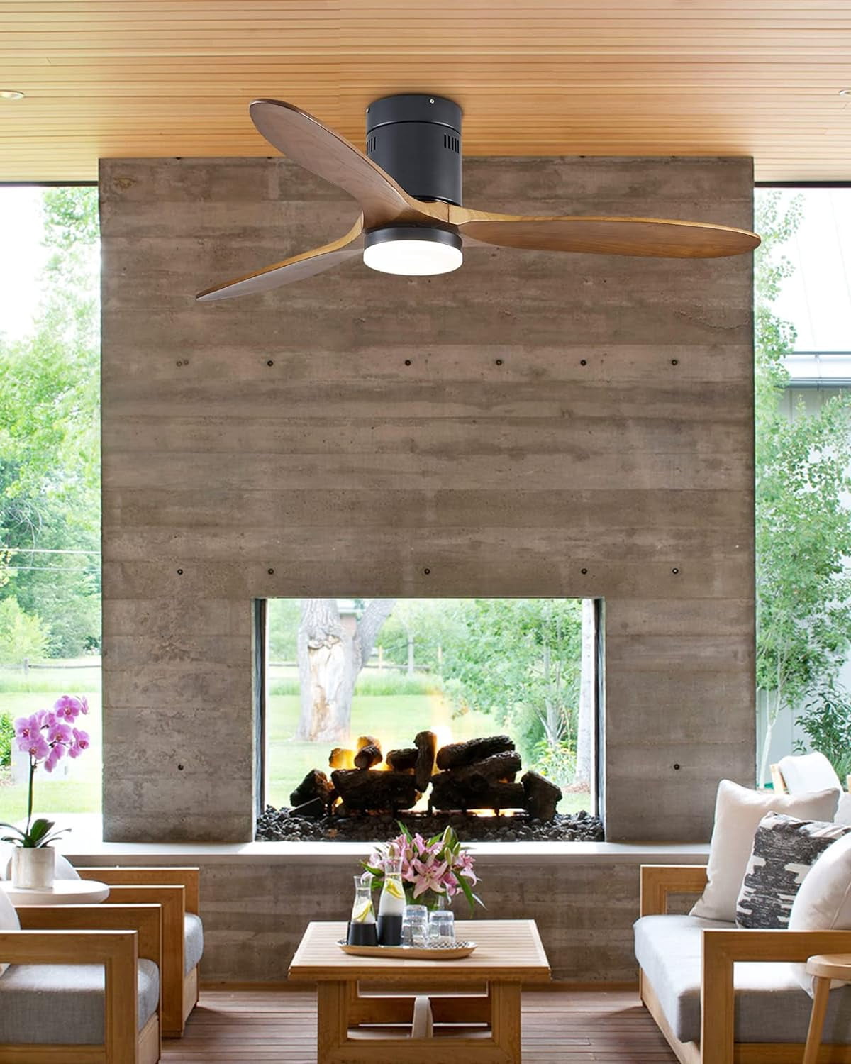 HOOMEDELIER 52'' Indoor Ceiling Fan with Light Kit,3 Blades,Reverse Airflow