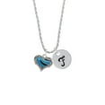 thumbnail image 2 of Delight Jewelry Silvertone Hot Blue Tiger Print Heart Silvertone Script Initial Disc - F - Charm Necklace, 20"+3", 2 of 4