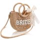 thumbnail image 1 of Bolso tejido a mano Straw Bride con diseño de letra rosa Mrs., 1 of 6