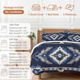 thumbnail image 6 of Abstract Ethnic Style Pattern Bedding Duvet Cover Set Twin Size 4 Pieces Retro Blue White Weaving Art Bedding Set with Zipper Closure, 1 Comforter Cover 68x86 Inches 1 Flat Sheet & 2 Pillow Cases, 6 of 7