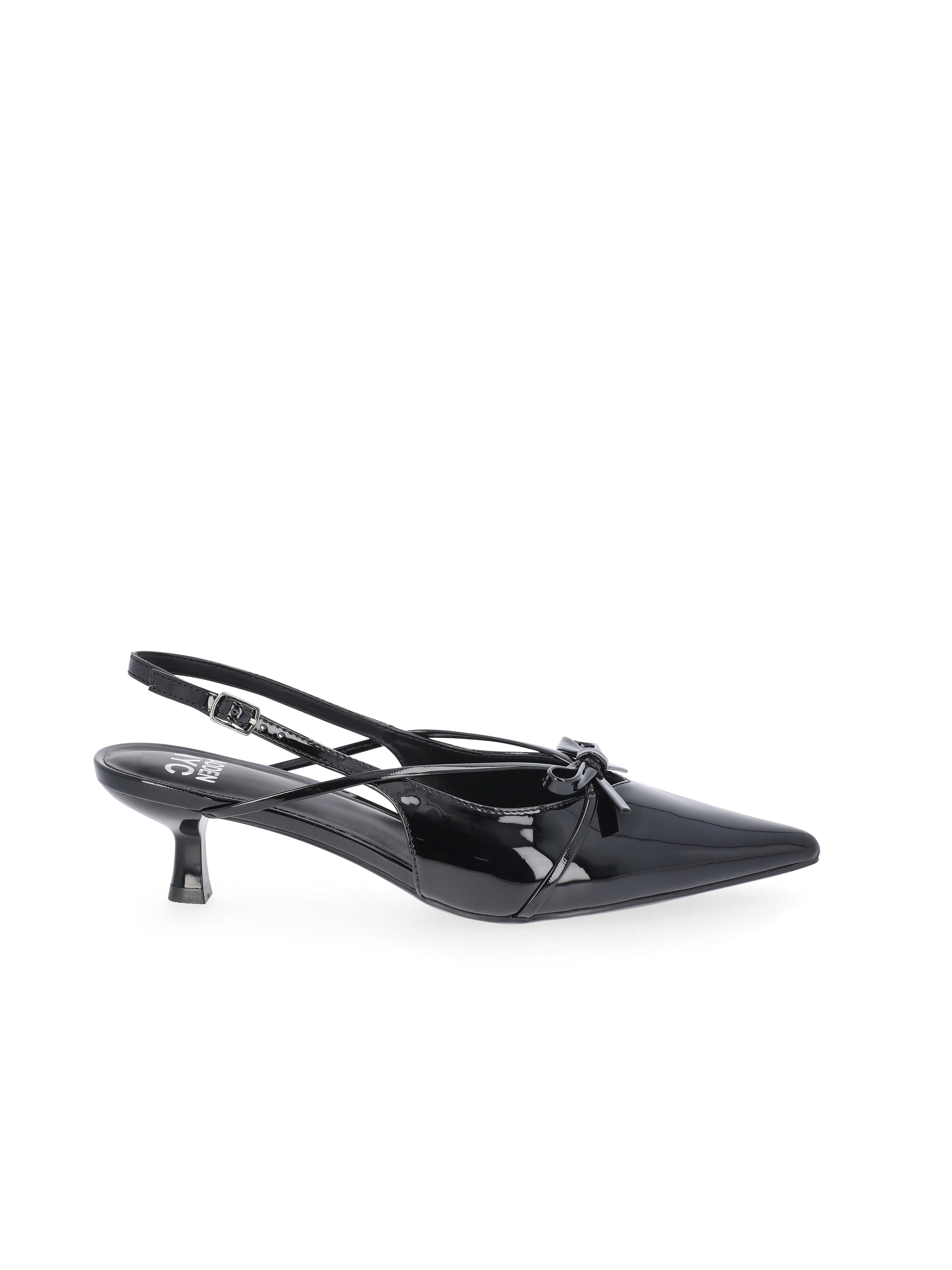 Madden NYC Women's Shiny Faux Leather Slingback Heels with Bow