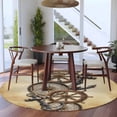 thumbnail image 3 of Round Rugs 5Ft, Vintage Anchor Nautical Round Area Rug Washable Indoor Throw Carpet, Coastal Compass Brown Soft Non Slip Circle Rug for Cabinet Bathroom Home Decor Aesthetic, 3 of 8