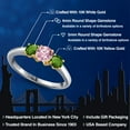 thumbnail image 2 of Gem Stone King 10K Two Tone Gold Pink Lab Grown Diamond and Green Tourmaline Engagement Ring for Women | 1.00 Cttw | Round 5MM | Gemstone April Birthstone | Size 7, 2 of 6