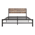 thumbnail image 7 of Queen Size Platform Bed Frame with Rustic Vintage Wood Headboard, Strong Metal Slats Support Mattress Foundation, No Box Spring Needed Rustic Brown, 7 of 7