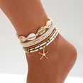 thumbnail image 3 of CFIOZYOS  Ankle Bracelet Set for Women, Gold Boho Bead Adjustable Anklet,  Beach Pearl Heart Starfish Foot Jewelry Gifts, 3 of 13