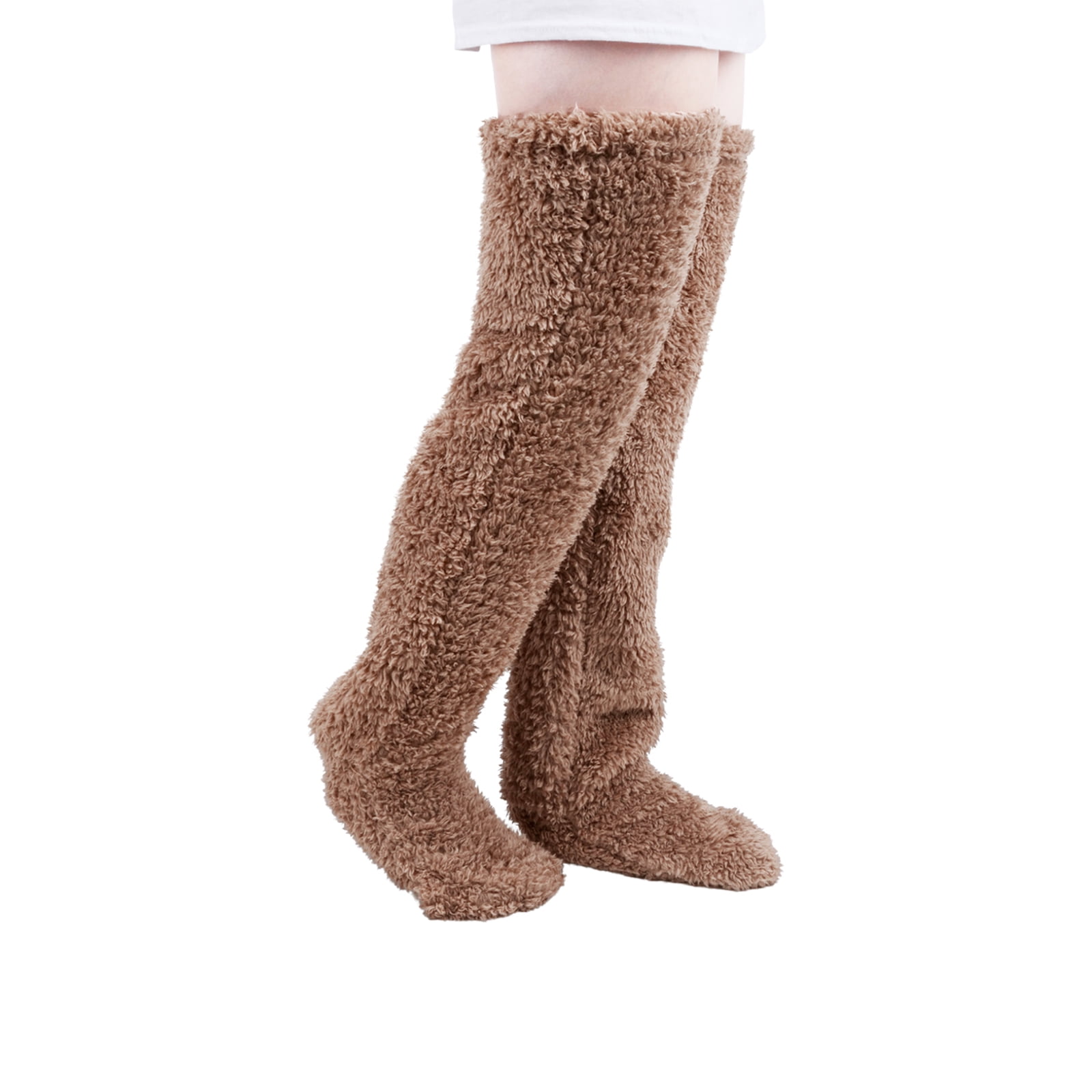 Over Knee High Fuzzy Socks Plush Slipper Stockings Furry Long Leg