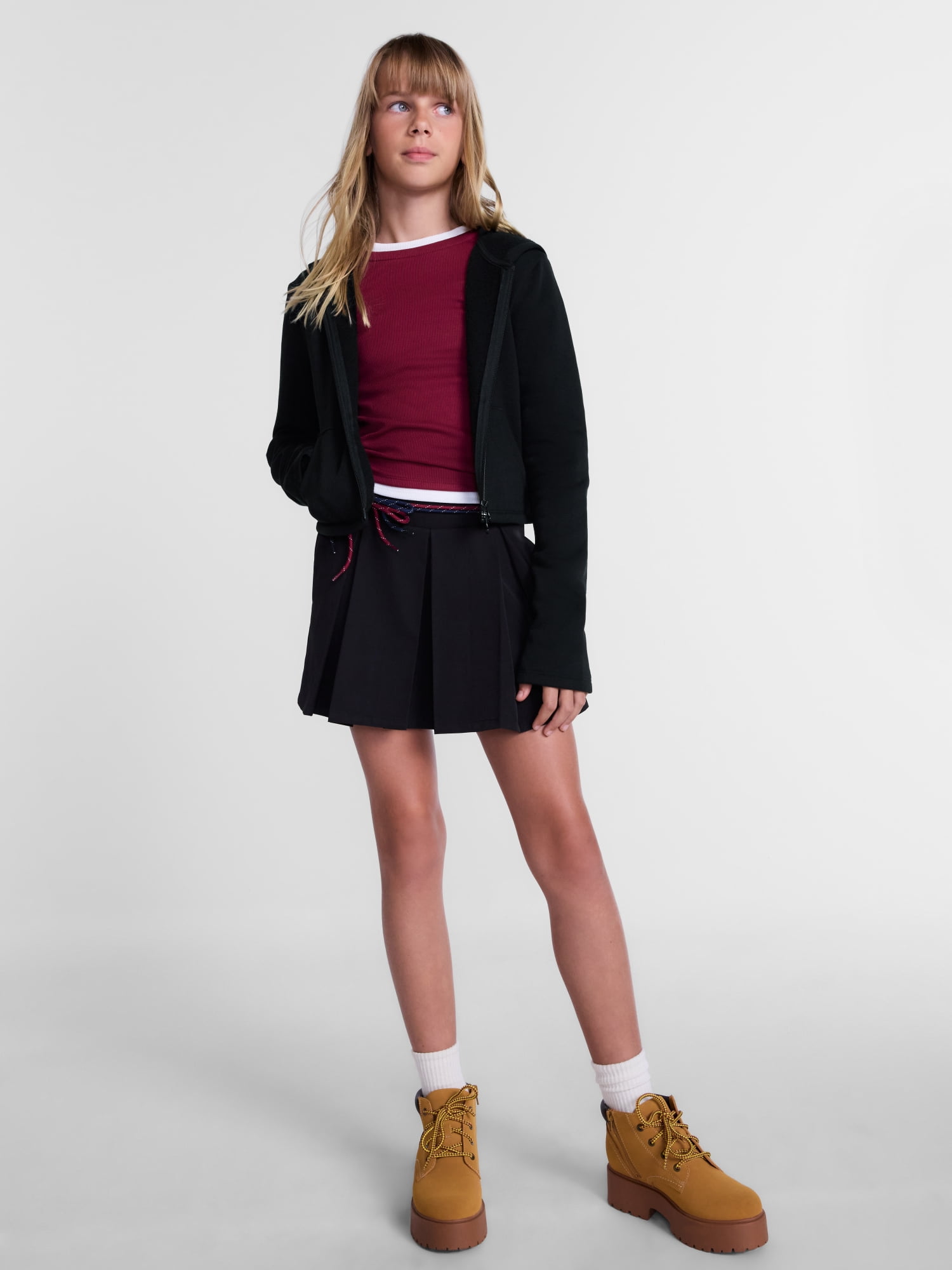 Weekend Academy Girls Fitted Zip Up Fleece Hoodie, Sizes 4-18