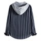 thumbnail image 3 of Camisas Negras Para Hombre Camisa superior informal para hombre, camisa con estampado de rayas geométricas, camisa de manga larga con capucha de un solo pecho, camisas holgadas de (Navy, XXL), 3 of 6