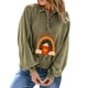 thumbnail image 4 of Moda mujer Casual sólido cuello vuelto manga larga botón suelta otoño blusa Tops Pompotops FGAJ21742, 4 of 8
