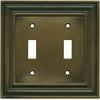 Brainerd Brainerd Rustic Edges Tumbled Antique Brass - Double Toggle Switch Plates