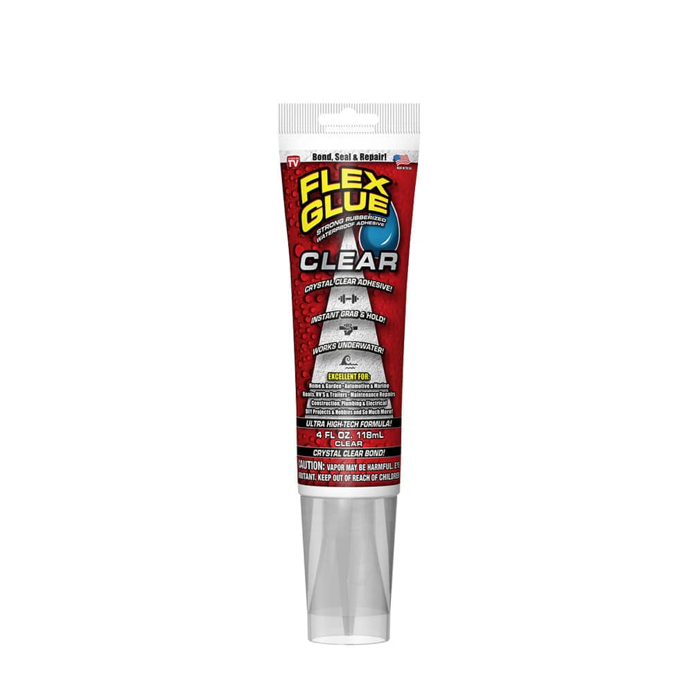 Flex Glue Strong Rubberized Waterproof Adhesive, 4 Ounce, Clear