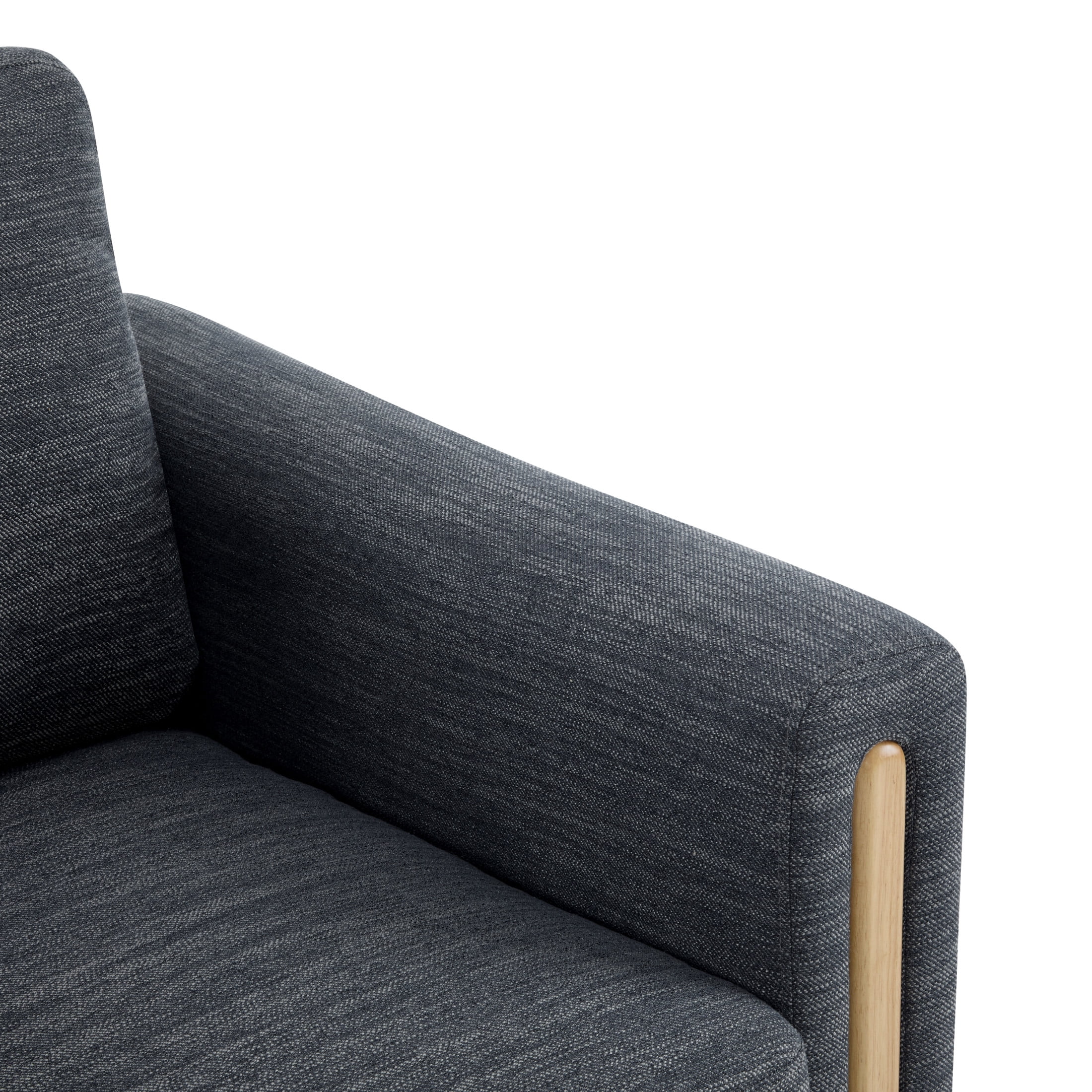 Ernest Mid-Century Modern Fabric Accent Armchair, Upholstered Club Chair with Solid Wood Frame, Charcoal+Natural, Set of 2
