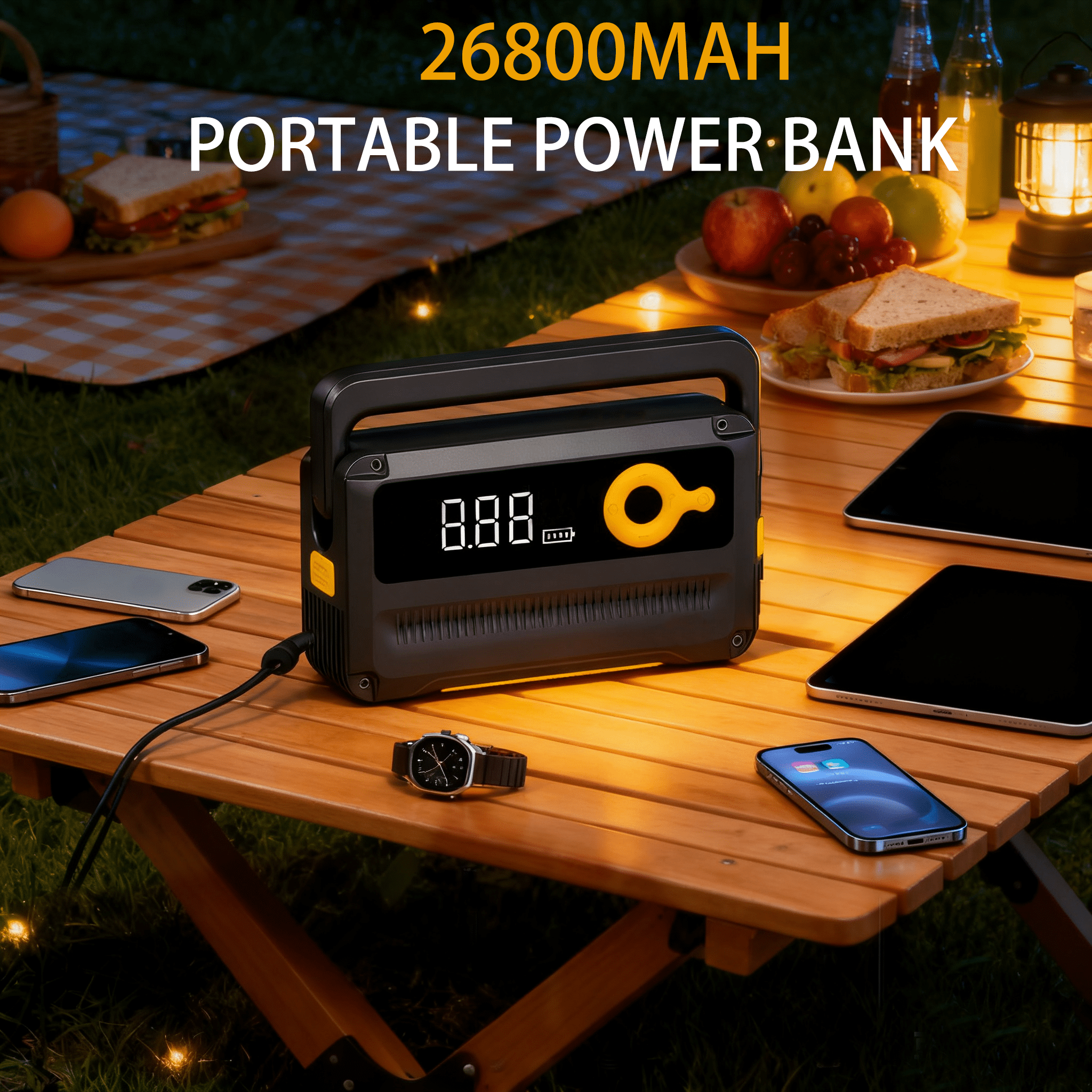 6000A Jump Starter with Air Compressor,Car Battery Jump Starter (for All Gas or up to 12L Diesel),12V Jump Pack with 150PSI Digital Tire Inflator,Built-in LED Bright