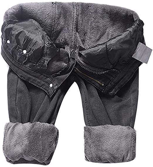 Womens Warm Fleece Lined Jeans Stretch 