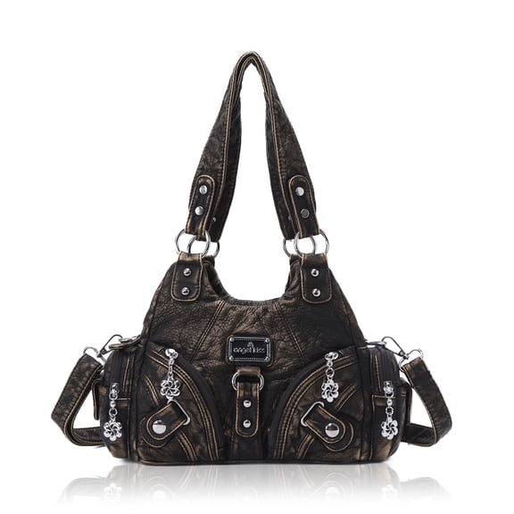 Angel Kiss Purses for Women Small Hobo Shoulder Bags Vagen Leather Multi-Pocket Tote Bag with Zipper