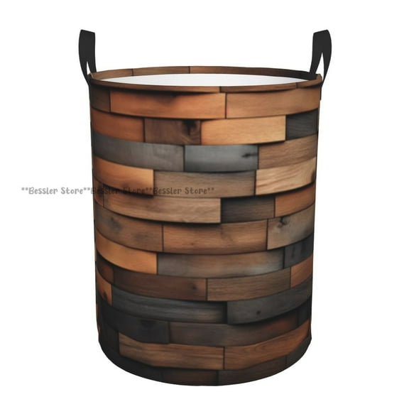 Wood Boards Laundry Basket Folding Dirty Clothes Toys Storage Bucket Household