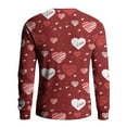 thumbnail image 4 of Fgvctg Romantic Valentine's Day Sweater Mens Crewneck Ribbed Knit Sweater Love Heart Print Romantic Slim Fit Long Sleeve Pullover Sweaters Spring Lightweight Blouse Red 4XL, 4 of 5