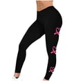 thumbnail image 2 of DDAPJ pyju Breast Cancer Awareness Leggings for Women High Waisted Stretch Yoga Running Pants Ribbon Heart Printed Casual Workout Tights Buttery Soft Milk Silk Legging Black M, 2 of 5