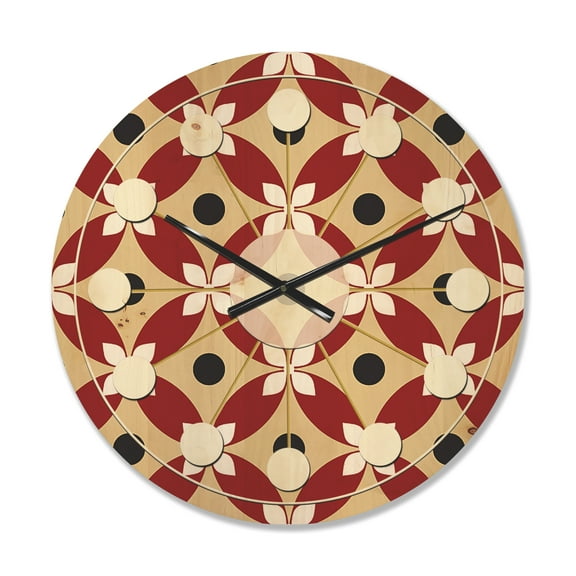 Designart 'Abstract Retro Pattern Design XXII' Mid-Century Modern Wood Wall Clock