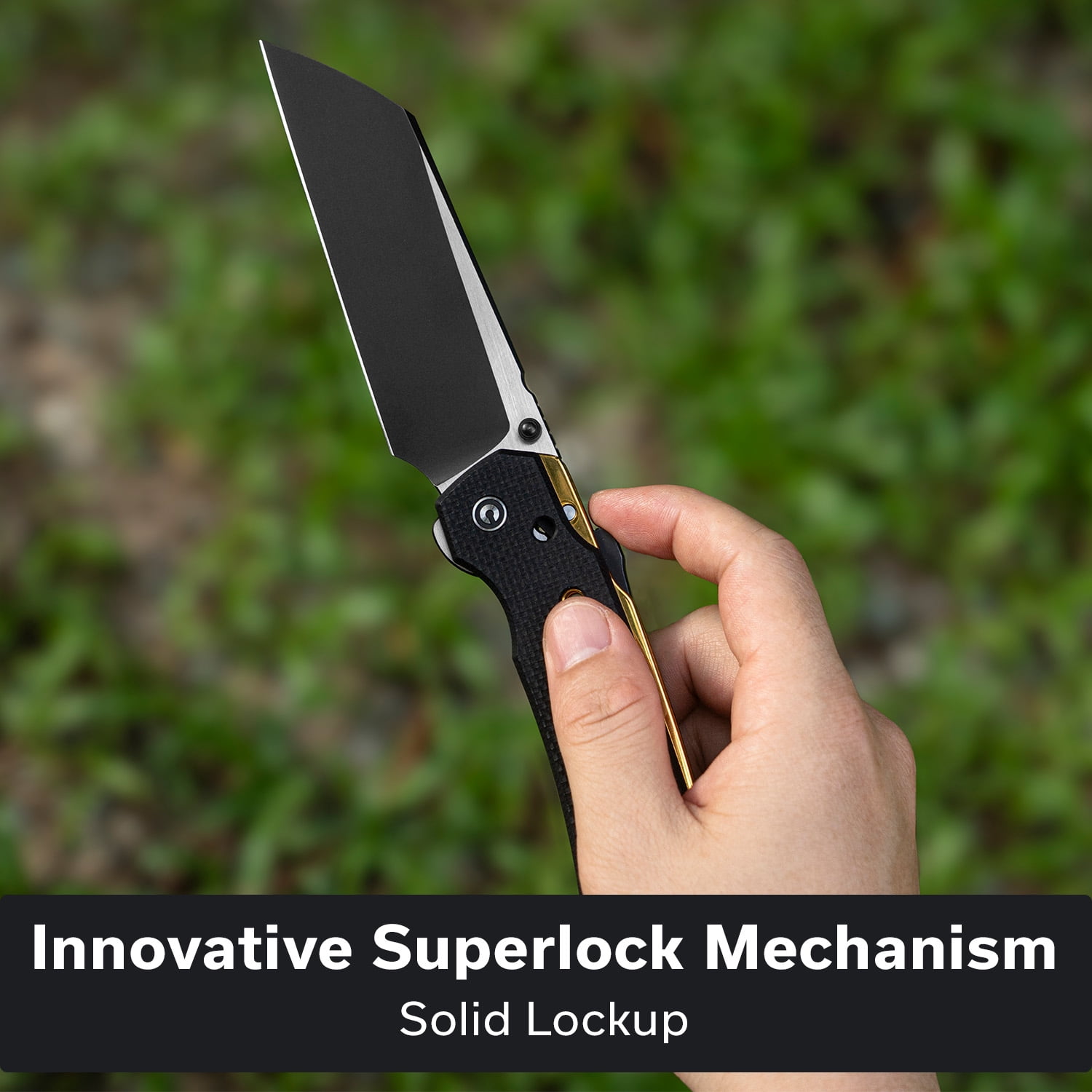 CIVIVI Buster FG Pocket Knife  Superlock Folding Knife with 4.2" Nitro-V Blade G10 Handle, Designed by Snecx Tan C24052-1 (Black)
