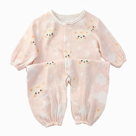 CAUYDY Newborn Baby Pajamas Long Sleeve Jumpsuit Romper Fall Winter 3M 6M 9M 12M 18M Infant Preemie Cute Clothes 1T 2T Toddler Sleepers Sizes 2-3 Years,Pink