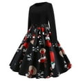 thumbnail image 4 of Dezsed Womens Christmas Dresses Women's Vintage Print Long Sleeve Round Neck Christmas Evening Party Flowy Dress Multicolor L, 4 of 9