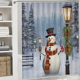 thumbnail image 6 of Creowell Snowman Christmas Winter Print Shower Curtain, Background for Showers and Bathtubs, 100% Polyester, Home Bathroom Decoration, Washable, with Hooks 69x72, 6 of 7