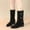 Black, variant on Jsaierl Womens Faux Suede Knee High Boots Side Zipper Chunky Heel Winter Boots Pointed Toe Stretch Knee High Pull On Fall Weather Winter Boots