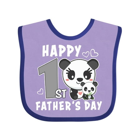 

Inktastic Happy 1st Fathers Day with Pandas Gift Baby Girl Bib