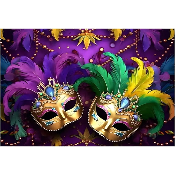 Mardi Gras Theme Backdrop Mask Prom Dance Background Carnival Masquerade Party Photographic Background Decor