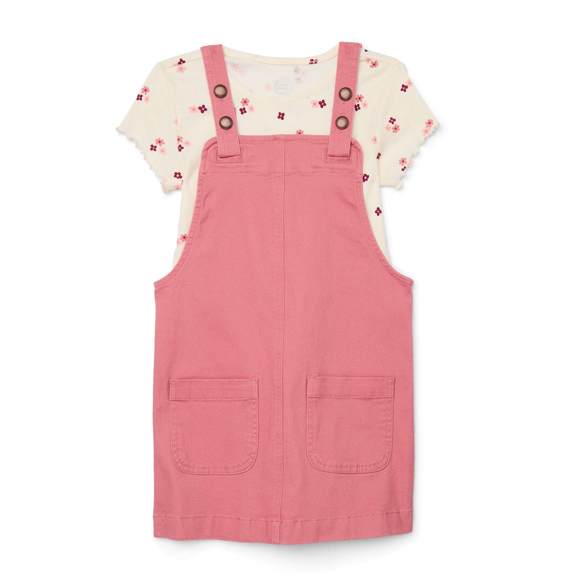 Wonder Nation Little Girls 2-Piece Skirtall Outfit Set, Sizes 4-10