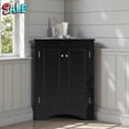 thumbnail image 2 of Tcbosik Modern Corner Cabinet, 31.5"H Floor Standing Triangle Storage Organizer with Adjustable Shelves for Books, Toiletries, and Home Decor, Black, 2 of 10