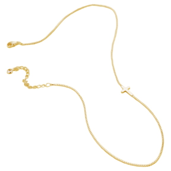 JINZJ Gold Necklace for Women, Simple Small Necklaces Dainty 14K Gold Plated Cross Necklace For Women, Christmas Necklace, Birthday, Valentine's Day, and Mother's Day Gifts (Gold)