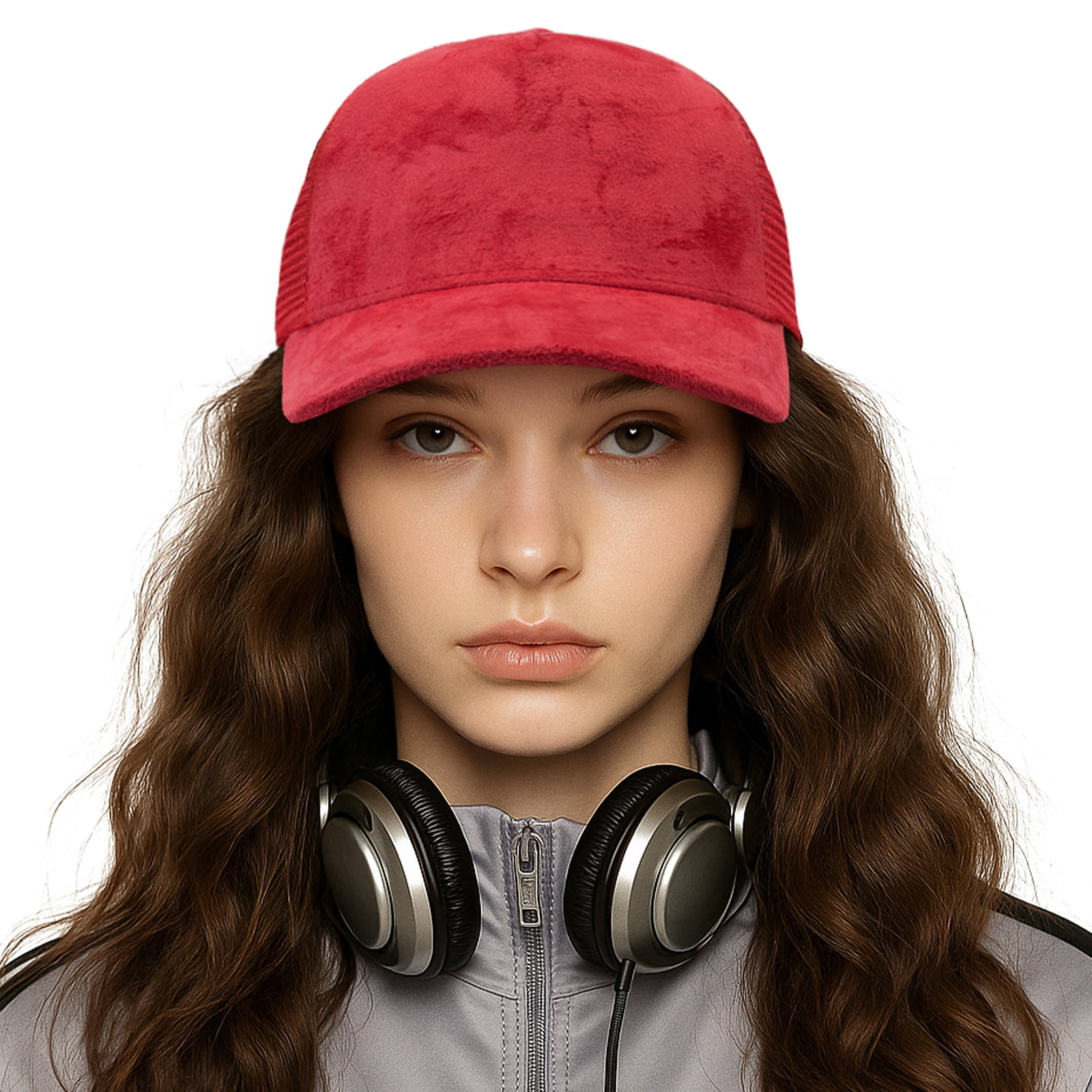 TOPTIE Suede Mesh Baseball Cap, Breathable Snapback Trucker Cap, 5
