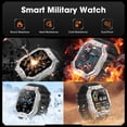 thumbnail image 3 of Mingdaln 2.1-inch AMOLED Men Military Smartwatch，with Fitness Tracker/ Answer Make Calls /100+ Sport Modes/1ATM Waterproof, Mountain Travel Pedometer Watch fits for Android and Iphone Devices, 3 of 8