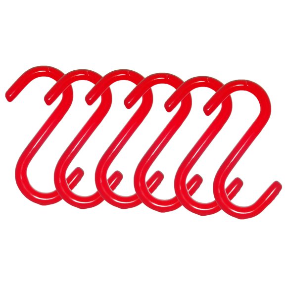 Wideskall 6 Pieces 3" inch Red Vinyl Coated S Shaped Hooks for Hanging Kitchen Rack