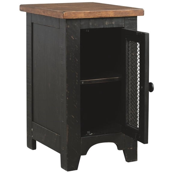 Bowery Hill Pine Wood Vintage Black and Brown Storage End Table Rectangular 25"