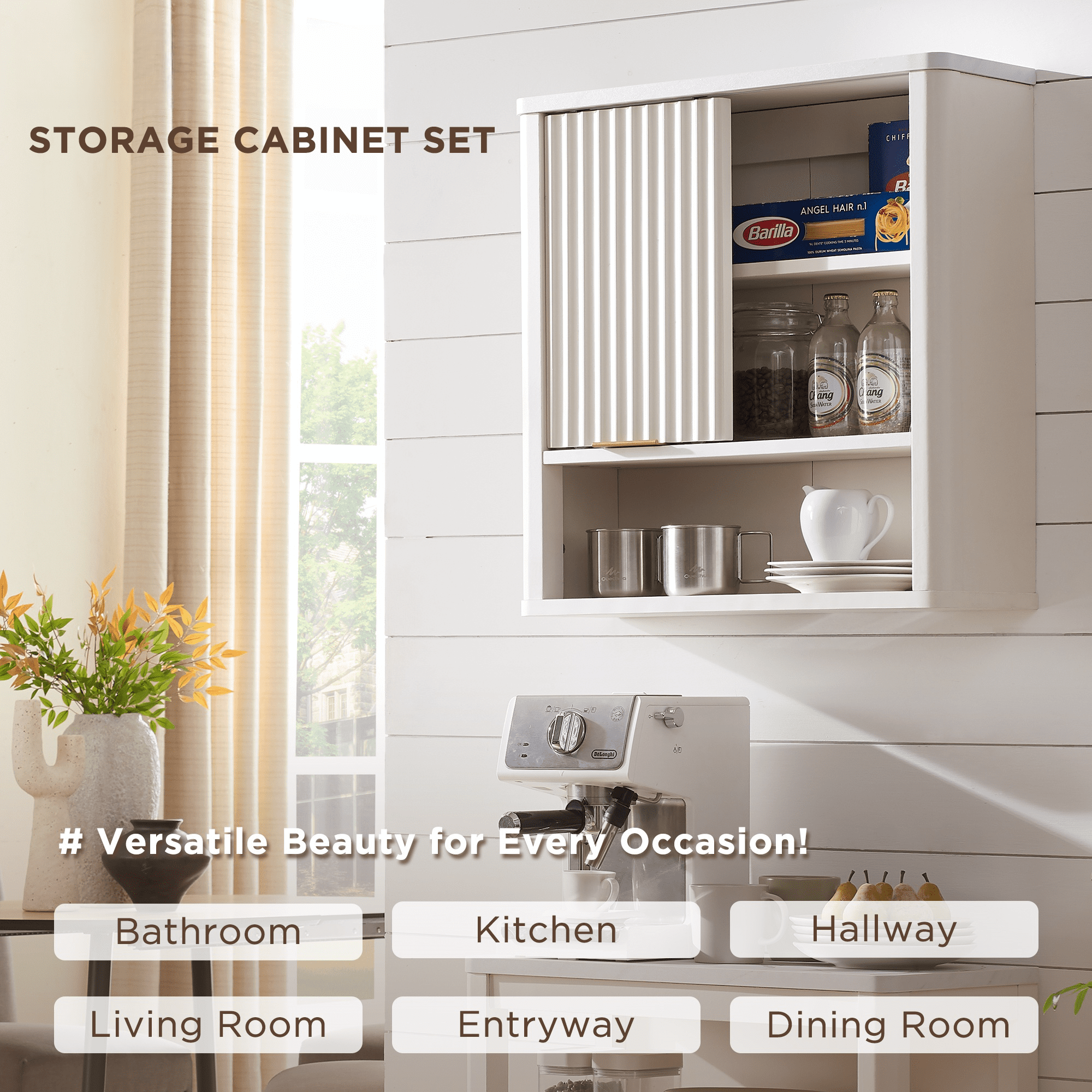 OKD Bathroom Storage Cabinet, Modern Medicine Cabinet with Adjustable Shelf for Kitchen & Living Room, Off White