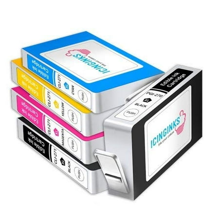 Icinginks Edible Ink Cartridges for Cakes and Cupcakes – Refillable Multicolor Edible Cartridges for Edible Image Printing, Compatible with Canon PGI-270/CLI-271 – Pack of 5