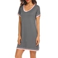 thumbnail image 4 of Norbi Women Cotton T Shirt Nightdress Solid Color V Neck Short Sleeve Pajamas Casual Home Clothing (Gray, L), 4 of 7